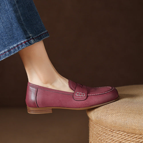Antonina, klasyczne loafersy, kolor malinowy, zdjęcie 2