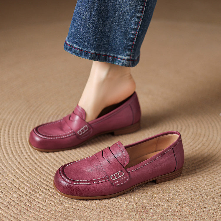 Antonina, klasyczne loafersy, kolor malinowy, zdjęcie 3