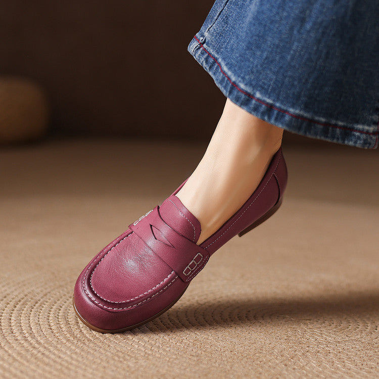 Antonina, klasyczne loafersy, kolor malinowy, zdjęcie 4