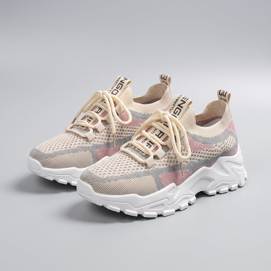 Katarzyna | Sneakersy z siateczki na grubej podeszwie