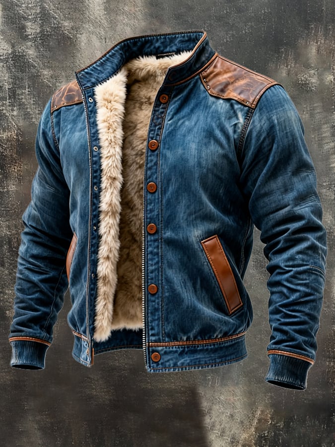 Oskar | Kurtka w stylu denim z puszystą podszewką