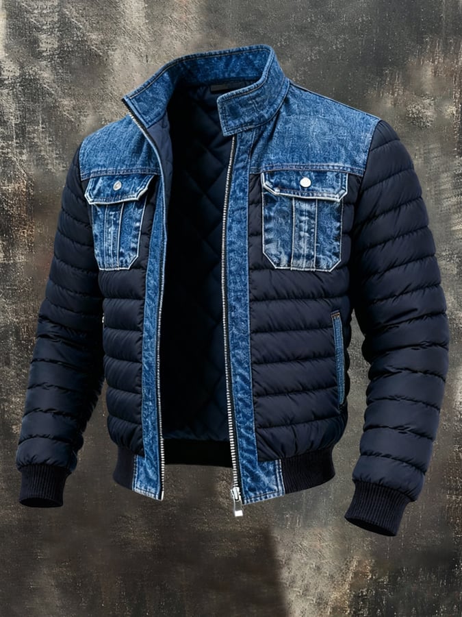 Damian | Pikowana kurtka ze wstawkami w stylu jeansu